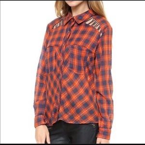Free People Gauze Plaid Flannel Size XS